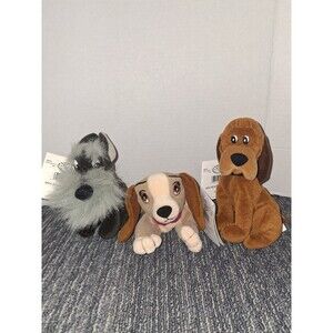 Disney Lady & the Tramp Bean Bag Plush Animal Set of 3. Jock, Trusty And Lady
